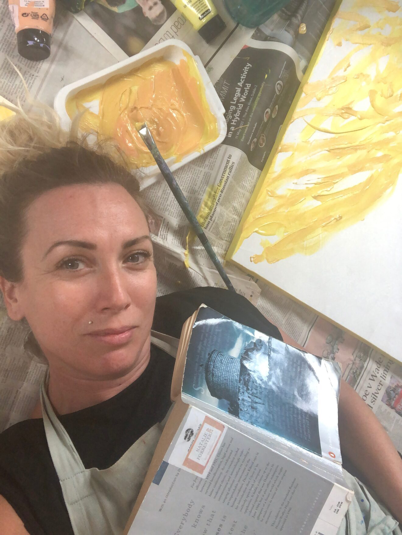 Natalie Forrester in her studio with Ulysses